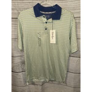 NWT Men’s Walter Hagen Clubhouse 19th Hole Polo Golf Shirt Green White Lime S